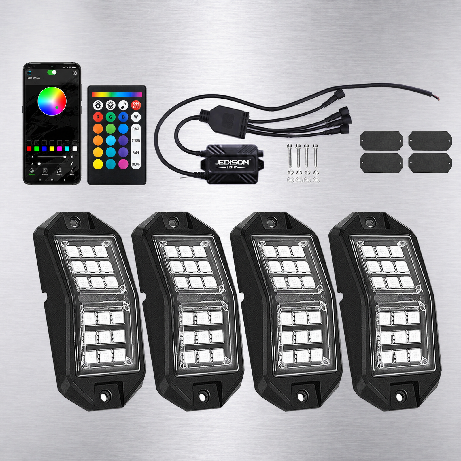 IP68 Waterproof RGBIC Rock Light Pods Dream Dynamic Color Bluetooth APP Undercarriage Wheel Lights for Offroad Motorcycle Truck,MY SHOP,IP68 Waterproof RGBIC Rock Light Pods Dream Dynamic Color Bluetooth APP Undercarriage Wheel Lights for Offroad Motorcycle Truck