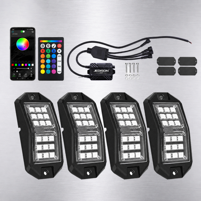 IP68 Waterproof RGBIC Rock Light Pods Dream Dynamic Color Bluetooth APP Undercarriage Wheel Lights for Offroad Motorcycle Truck,MY SHOP,IP68 Waterproof RGBIC Rock Light Pods Dream Dynamic Color Bluetooth APP Undercarriage Wheel Lights for Offroad Motorcycle Truck