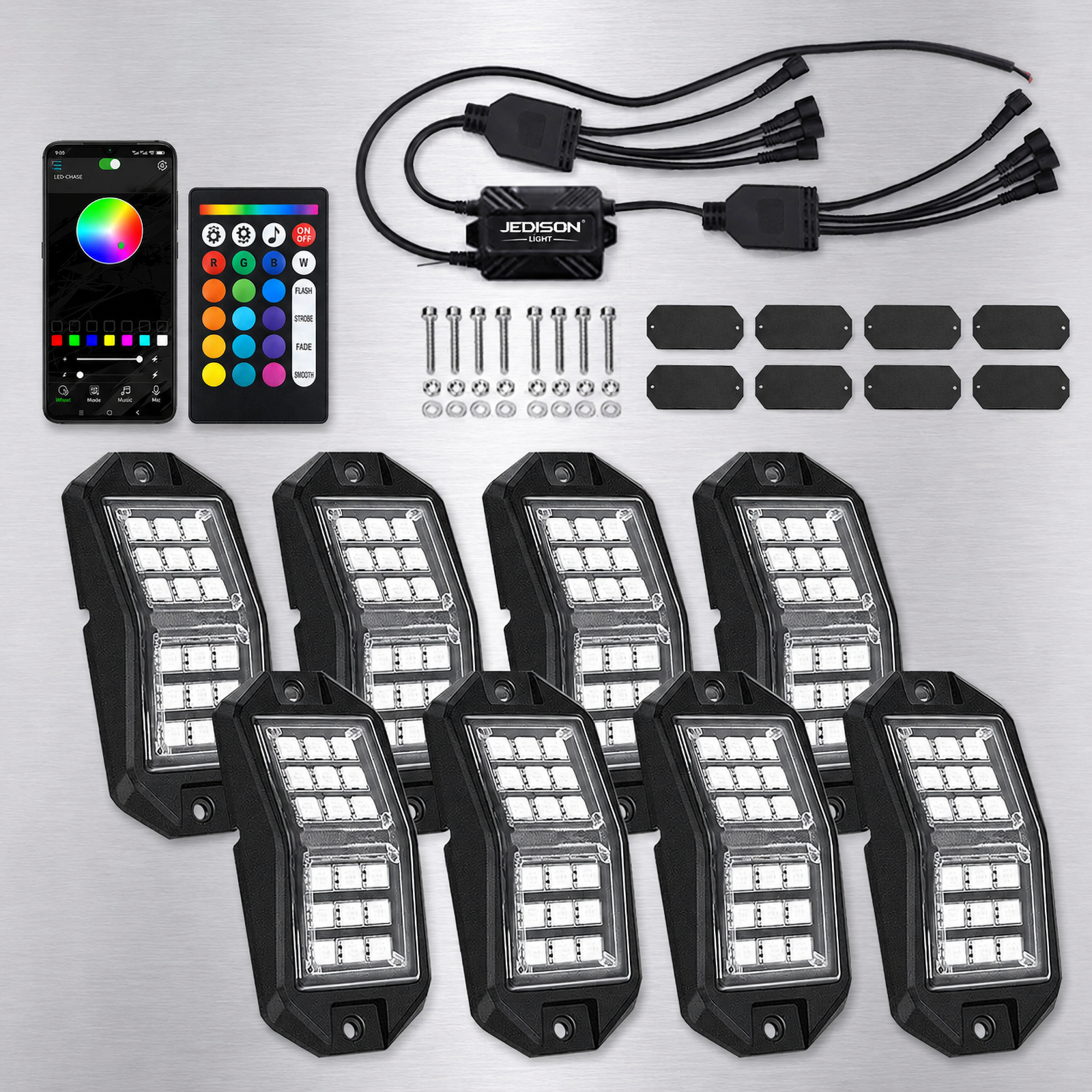 8 Pods RGB LED Rock Light Kit Bluetooth APP IP68 Waterproof Wheel Well Undercarriage Lights for ATV UTV SUV Truck,MY SHOP,8 Pods RGB LED Rock Light Kit Bluetooth APP IP68 Waterproof Wheel Well Undercarriage Lights for ATV UTV SUV Truck