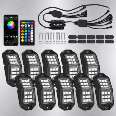 RGB IP68 Waterproof Wheel Well Rock Pod Lights APP Music Sync Undercarriage Lamp for Motorcycle Boat Truck Offroad SUV ATV,MY SHOP,RGB IP68 Waterproof Wheel Well Rock Pod Lights APP Music Sync Undercarriage Lamp for Motorcycle Boat Truck Offroad SUV ATV