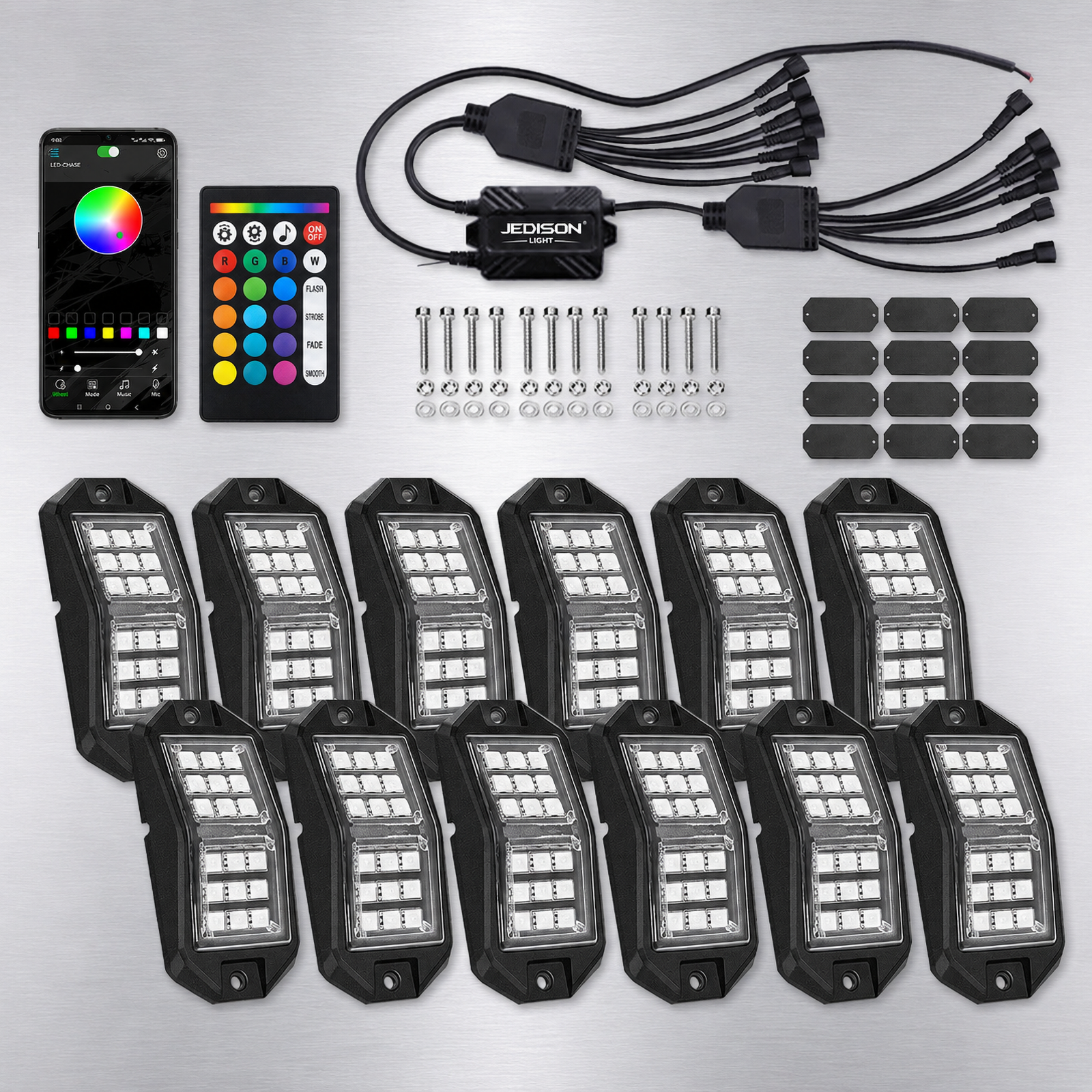 RGB Rock Pod & Underglow Strip Combo Bluetooth Music IP68 Waterproof Light for Truck ATV UTV Motorcycle,MY SHOP,RGB Rock Pod & Underglow Strip Combo Bluetooth Music IP68 Waterproof Light for Truck ATV UTV Motorcycle