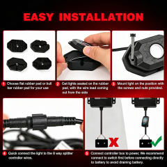 RGB LED Rock Lights IP68 Waterproof Symphony Flowing Atmosphere Lamp APP & Remote Dual Control Universal Off Road Truck ATV UTV,MY SHOP,RGB LED Rock Lights IP68 Waterproof Symphony Flowing Atmosphere Lamp APP & Remote Dual Control Universal Off Road Truck ATV UTV