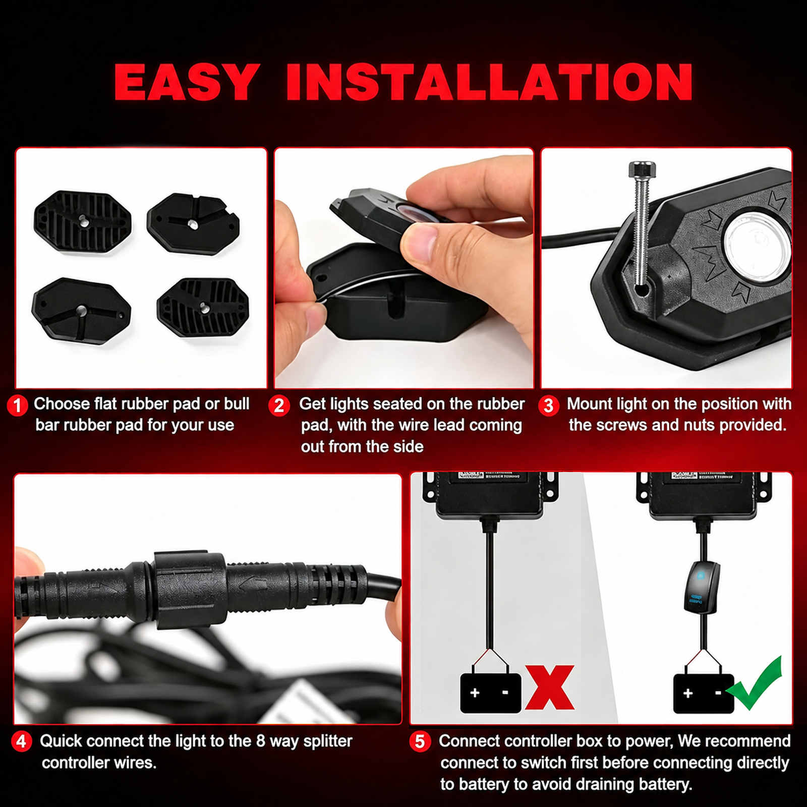 Flexible Neon RGB Underglow Strip Sound Activated Music Mode IP68 Waterproof Underbody Decor Light for Sedan Van Motorcycle,MY SHOP,Flexible Neon RGB Underglow Strip Sound Activated Music Mode IP68 Waterproof Underbody Decor Light for Sedan Van Motorcycle
