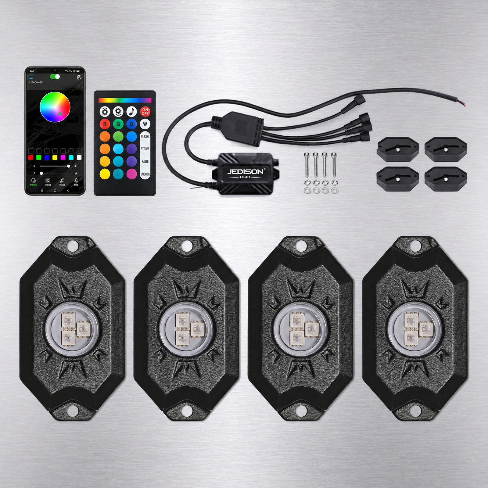 Multicolor Underbody Rock Light Kit Music Rhythm Sync IP68 Waterproof Wheel Lights for Truck SUV ATV UTV Boat,MY SHOP,Multicolor Underbody Rock Light Kit Music Rhythm Sync IP68 Waterproof Wheel Lights for Truck SUV ATV UTV Boat