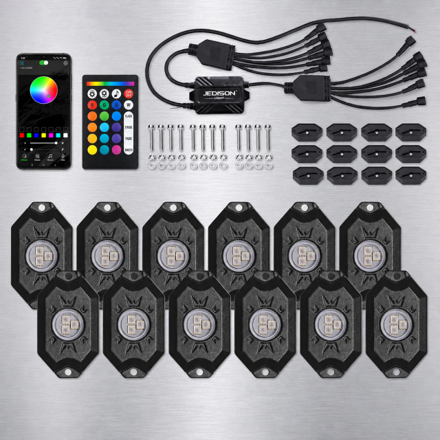 RGBIC LED Rock Lights12 Pods Dream Color Remote Control IP68 Waterproof Wheel Well Undercarriage Lights for ATV UTV,MY SHOP,RGBIC LED Rock Lights12 Pods Dream Color Remote Control IP68 Waterproof Wheel Well Undercarriage Lights for ATV UTV