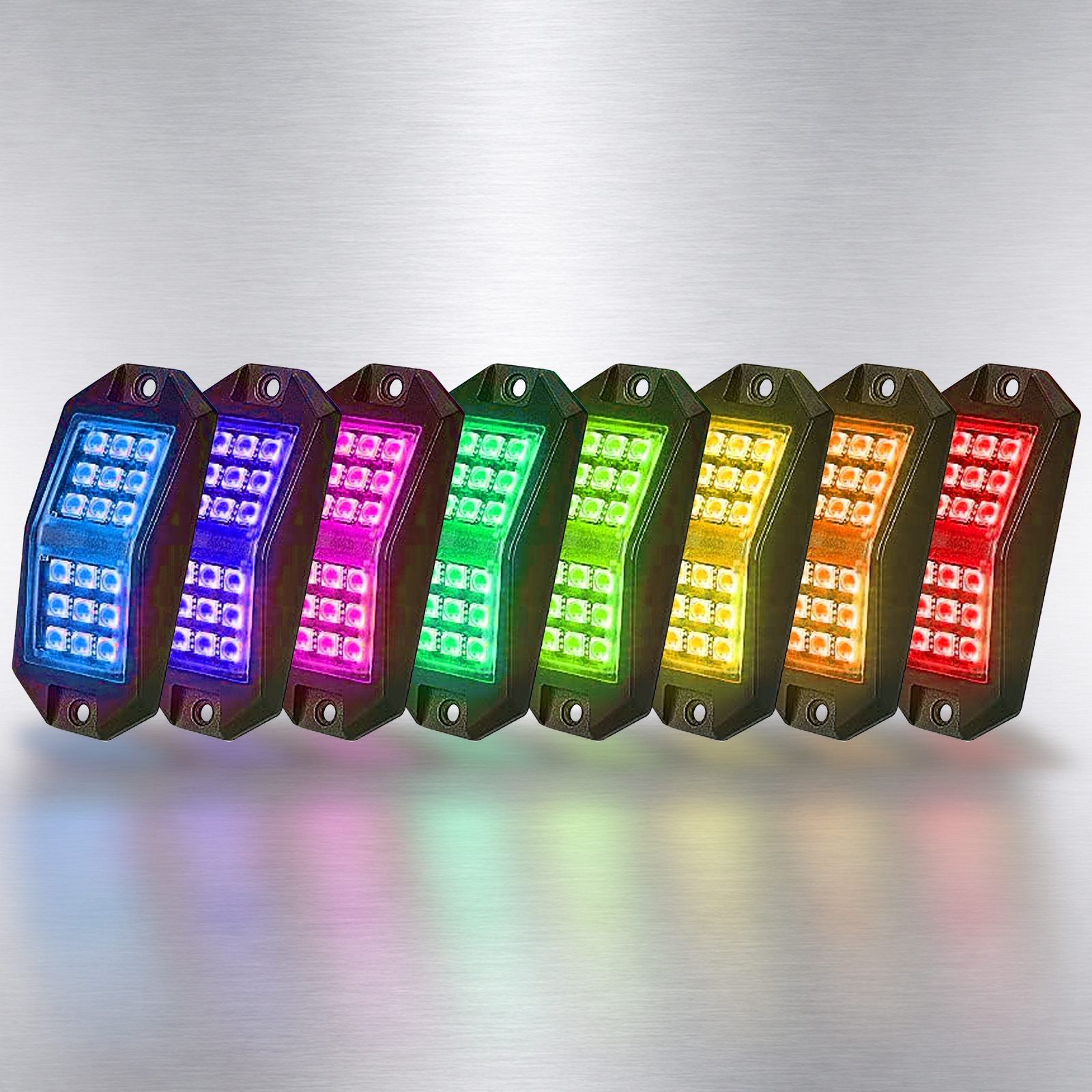 RGB LED Rock Lights IP68 Waterproof Symphony Flowing Atmosphere Lamp APP & Remote Dual Control Universal Off Road Truck ATV UTV,MY SHOP,RGB LED Rock Lights IP68 Waterproof Symphony Flowing Atmosphere Lamp APP & Remote Dual Control Universal Off Road Truck ATV UTV