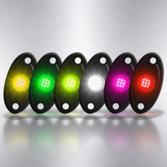 RGB LED Rock Lights IP68 Waterproof Symphony Flowing Atmosphere Lamp APP & Remote Dual Control Universal Off Road Truck ATV UTV,MY SHOP,RGB LED Rock Lights IP68 Waterproof Symphony Flowing Atmosphere Lamp APP & Remote Dual Control Universal Off Road Truck ATV UTV