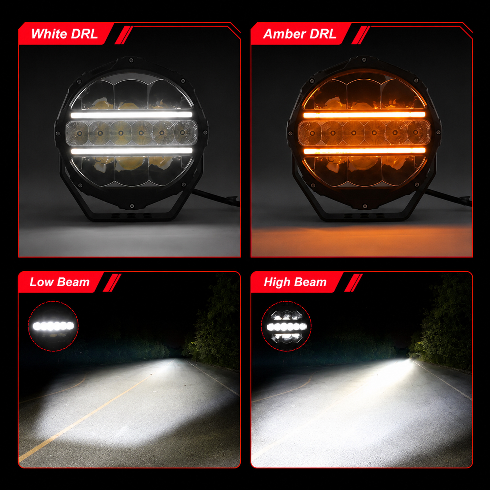 7Inch LED Driving Light Dual-Color White Amber DRL Position Light Aluminum 12V 24V Offroad Spotlight for 4x4 SUV Truck 4WD,MY SHOP,7Inch LED Driving Light Dual-Color White Amber DRL Position Light Aluminum 12V 24V Offroad Spotlight for 4x4 SUV Truck 4WD
