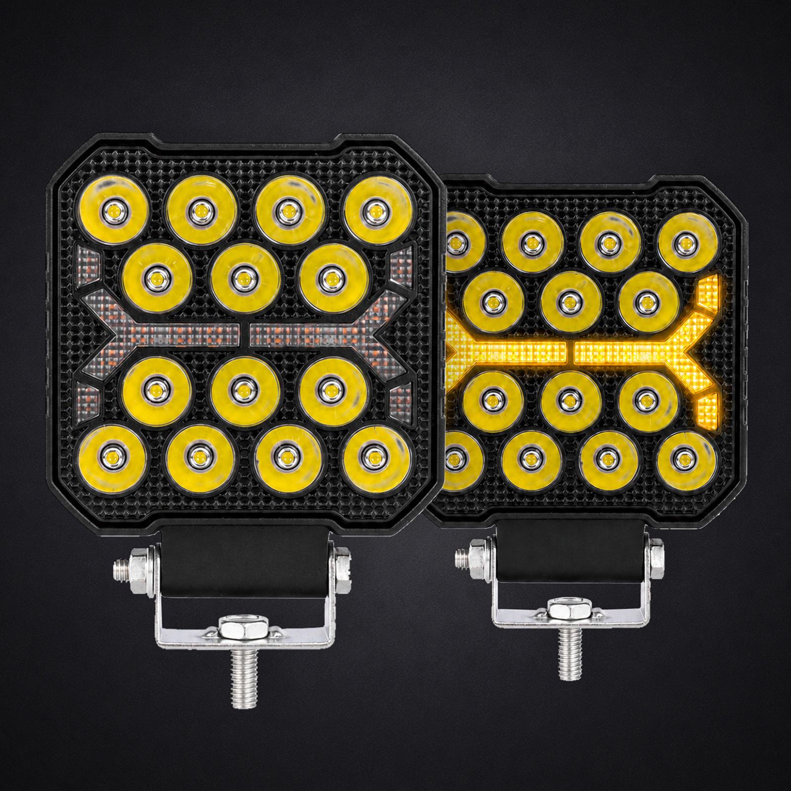 4 Inch Square 14LED LED Work Driving Light White Amber Dual Color DRL Aluminum Housing IP67 Waterproof for Car Truck Offroad,MY SHOP,4 Inch Square 14LED LED Work Driving Light White Amber Dual Color DRL Aluminum Housing IP67 Waterproof for Car Truck Offroad