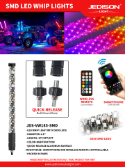1.8inch Fat RGB LED Whip Lights Quick Disconnect Plug and Play Mount Base P67 3ft 4ft for ATV UTV Offroad,MY SHOP,LED Driving Light