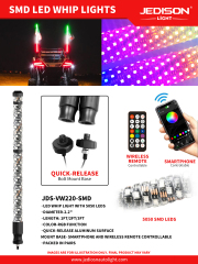 2.2inch Fat RGB LED Whip Lights  Screw-On Base Flag Mount Shock-Resistant Mount Bracket for ATV UTV Offroad,JEDISON LED Off-Road Lights Manufacturer & Factory,LED RV Light