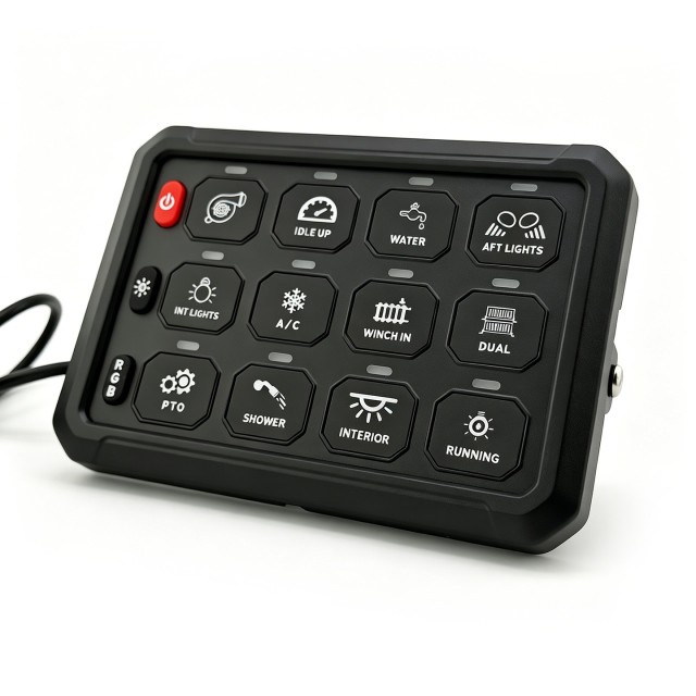 12 Gang Switch Panel 12V 24V LED Backlit Push Button Panel Universal for Off Road 4x4 SUV Truck ATV UTV Marine Boat,JEDISON LED Off-Road Lights Manufacturer & Factory,12 Gang Switch Panel 12V 24V LED Backlit Push Button Panel