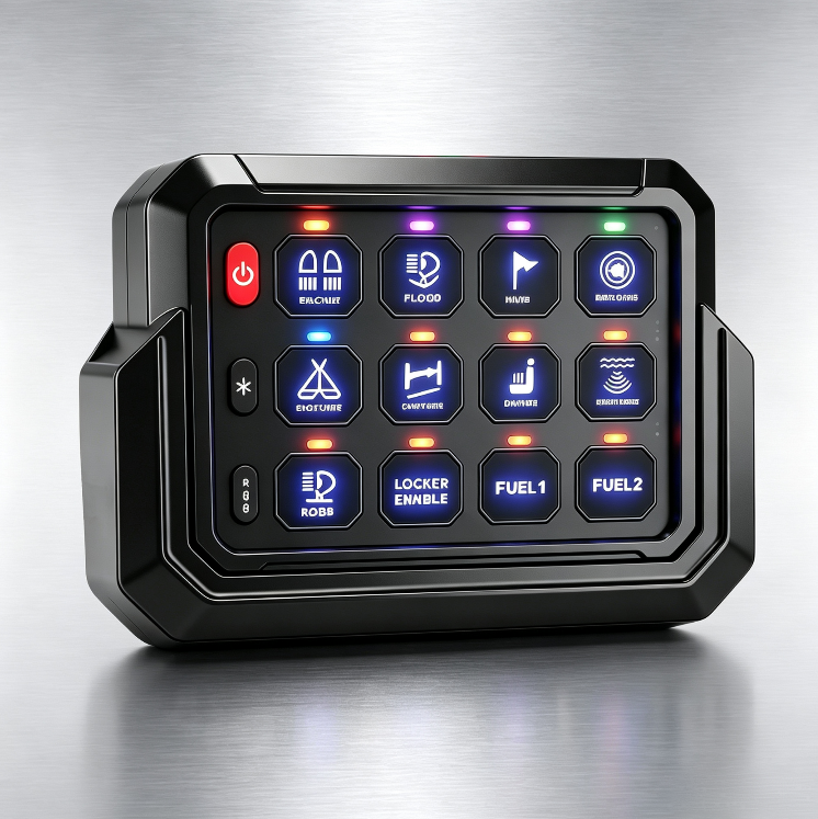 12 Gang Switch Panel OEM Custom Wireless APP Control Aluminum RGB Backlit With Logo and Label Customization,JEDISON LED Off-Road Lights Manufacturer & Factory,12 Gang Switch Panel OEM Custom Wireless APP Control Aluminum RGB Backlit With Logo and Label Customization