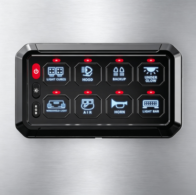 8 Gang RGB On-Off Automatic Dimmable LED Touch Control Panel Box for Truck Offroad Boat SUV,JEDISON LED Off-Road Lights Manufacturer & Factory,8 Gang RGB On-Off Automatic Dimmable LED Touch Control Panel Box for Truck Offroad Boat SUV
