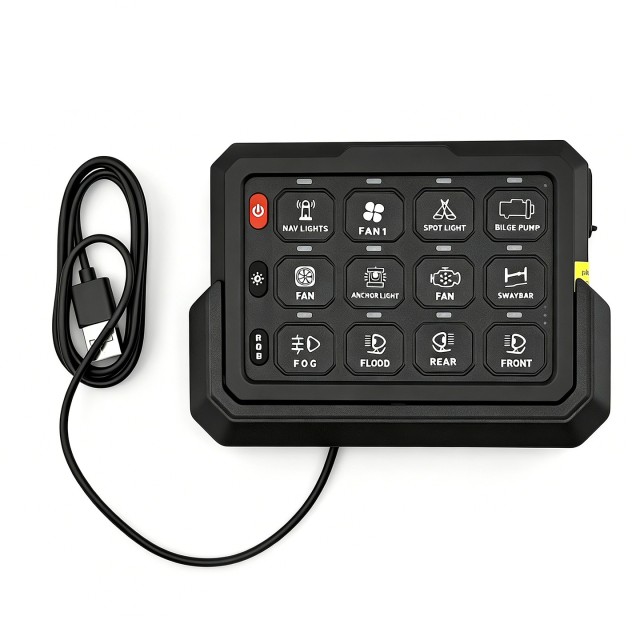 12 Gang Switch Panel OEM Custom Wireless APP Control Aluminum RGB Backlit With Logo and Label Customization,JEDISON LED Off-Road Lights Manufacturer & Factory,12 Gang Switch Panel OEM Custom Wireless APP Control Aluminum RGB Backlit With Logo and Label Customization