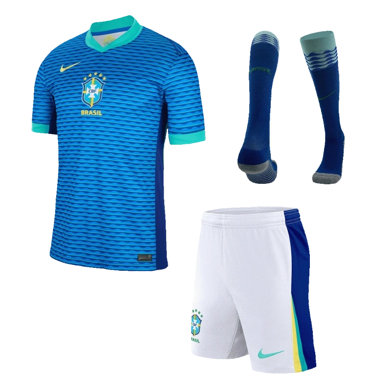 Kids Brazil Custom Away Full Soccer Kits 2024