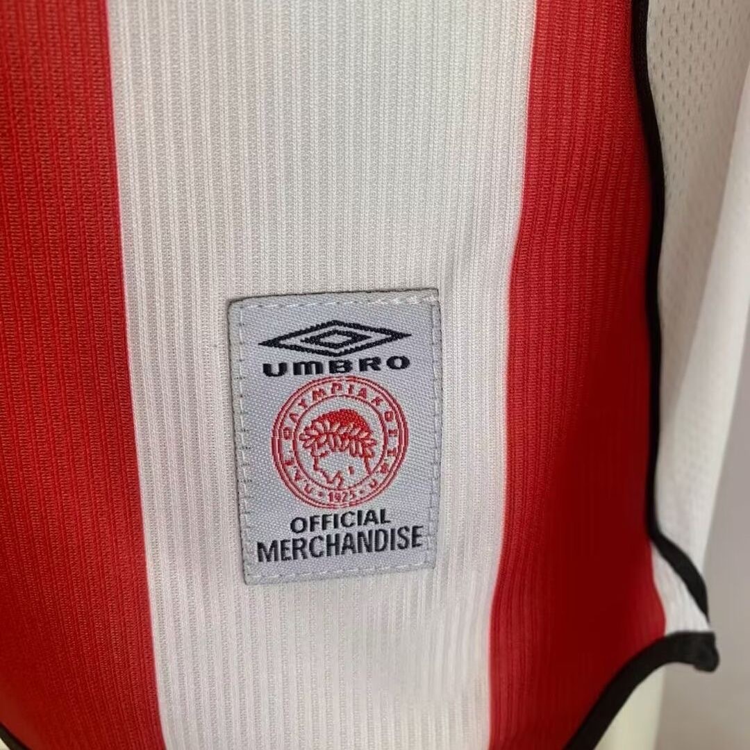 2001-2002 0lympiacos Home Retro Soccer Jersey