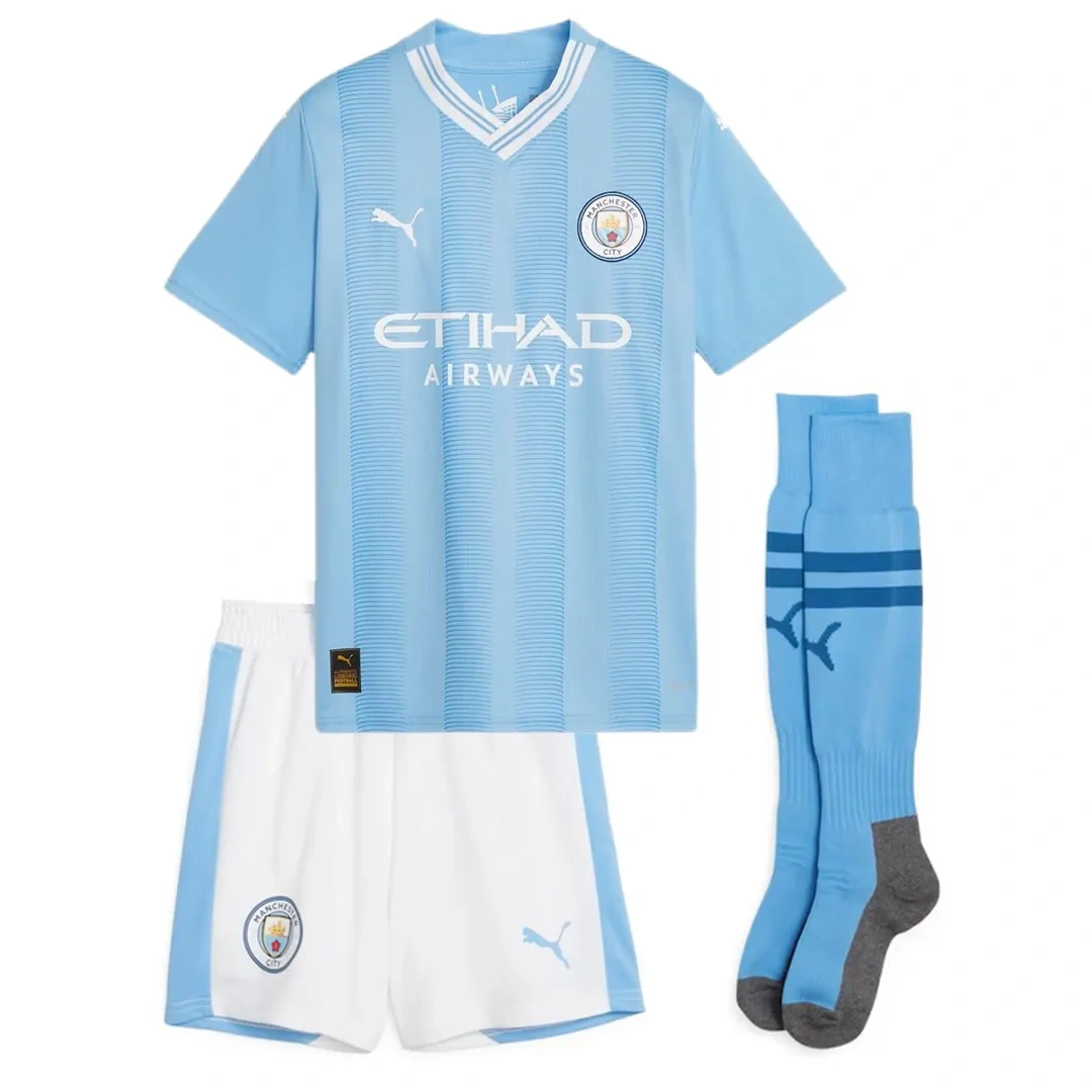 2023/24 Kids Manchester City Home Kit(Jersey+Short+Socks)