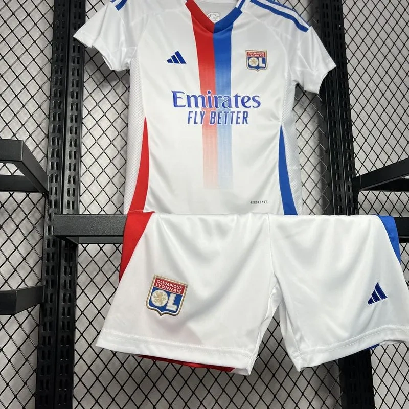 24-25 Olympique Lyonnais Home Kids Kit Jersey+Shorts