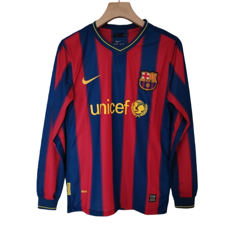 09-10 Barcelona Retro Home Long Sleeve Soccer Shirt