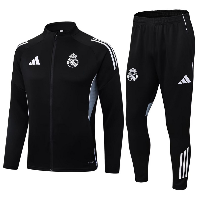 25-26 Real Madrid Black Football Tracksuits Long Jacket Suits