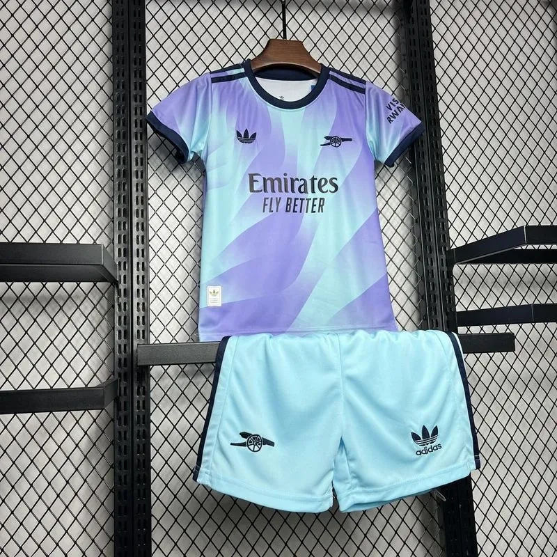 24-25 Arsenal Third Away Soccer Kids Kit Jersey+Shorts