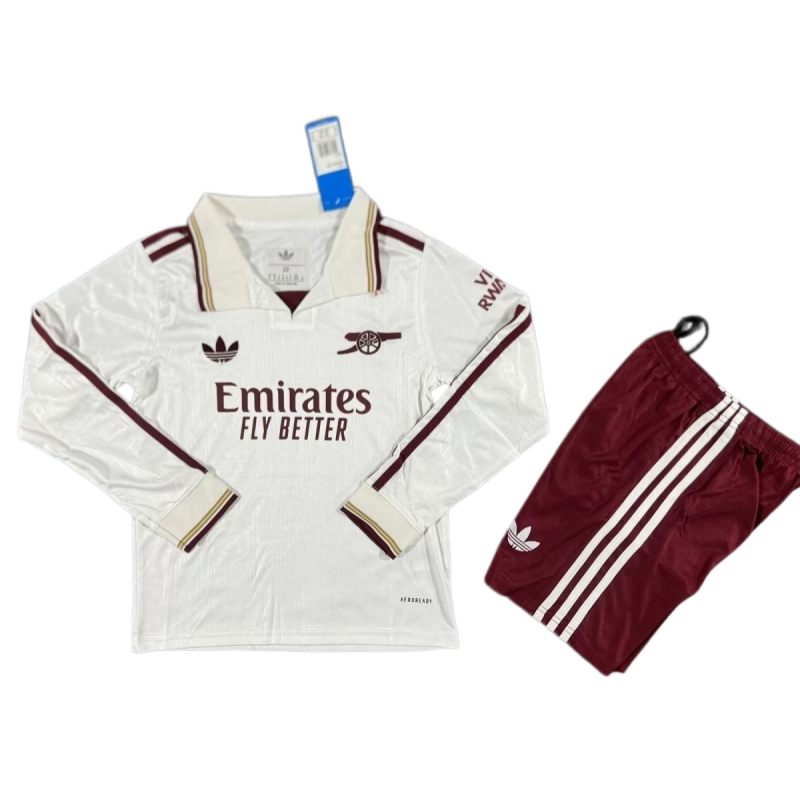 Arsenal 2025-26 Third Away Long Sleeve Kids Fan Version Football Kit & Jersey