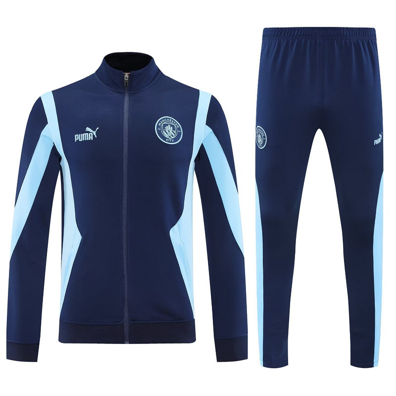 2025-26 Manchester City Navy Football Tracksuits Long Jacket Suits