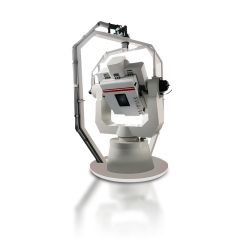 Advanced Three-Axis Temperature Controlled Inertial Navigation Test Turntable performing thermal motion tests.