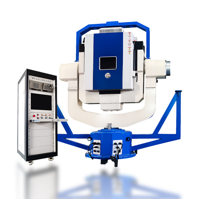 Close-up of three-axis motion simulation rate table bearing assembly ensuring high-precision rotation control