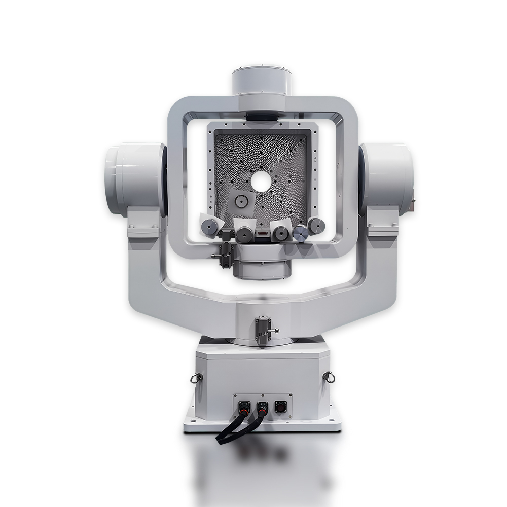 White background Three-Axis Inertial Navigation Test Turntable for inertial navigation system calibration.