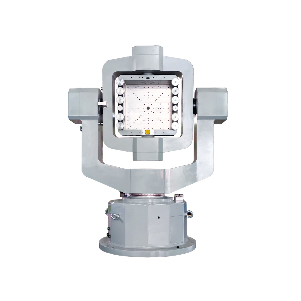 White background High Precision 3 Axis Programmable Turntable for inertial navigation system calibration.