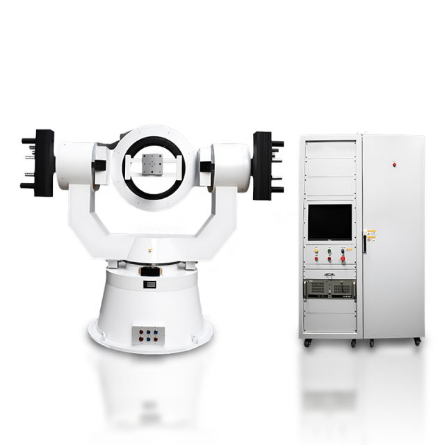 White background TT23G Three-Axis Motion Simulation Test Turntable for inertial navigation system calibration.