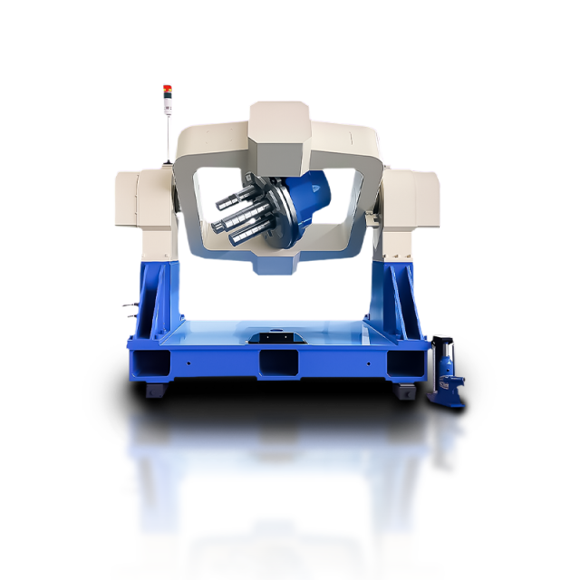White background Inertial Navigation Test Table with three-axis motion simulation for precision gyroscope calibration.