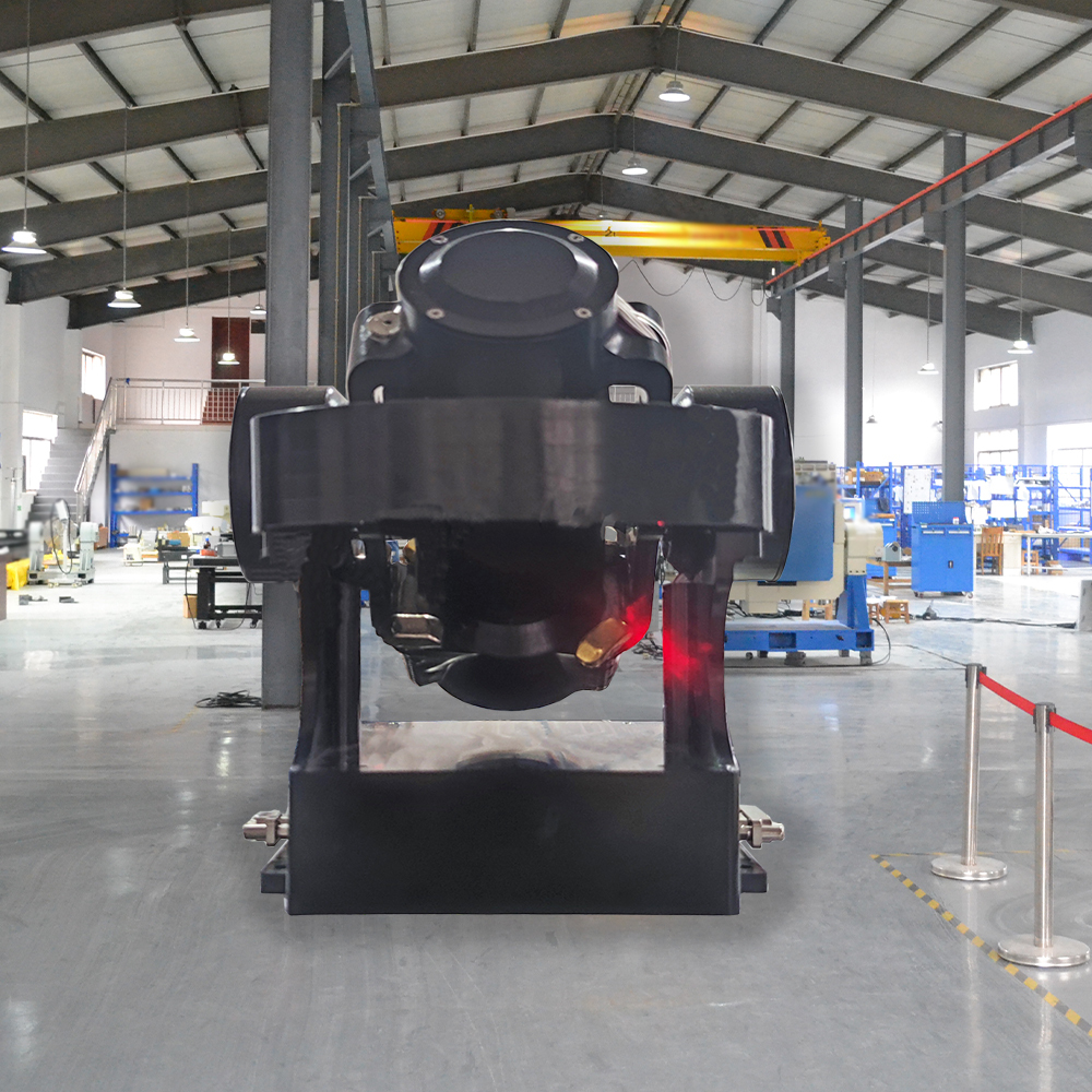 Rotation mechanism performing 50 degrees per second rate test on portable work stand