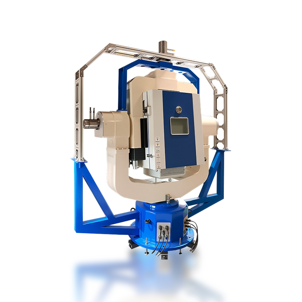 Close-up of Motion Simulation Rate Table precision slip ring assembly for continuous rotation.