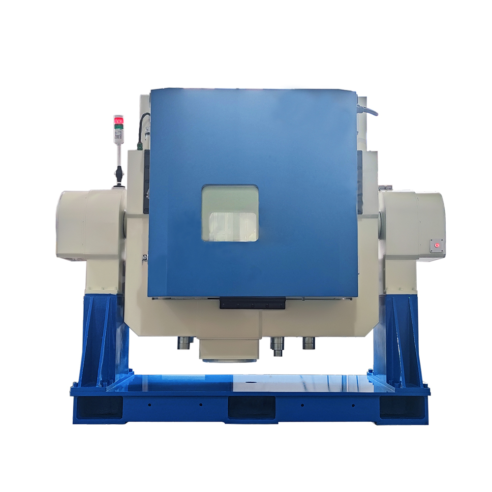 Dual axis rotary table with thermal chamber and stainless steel work surface in clean lab