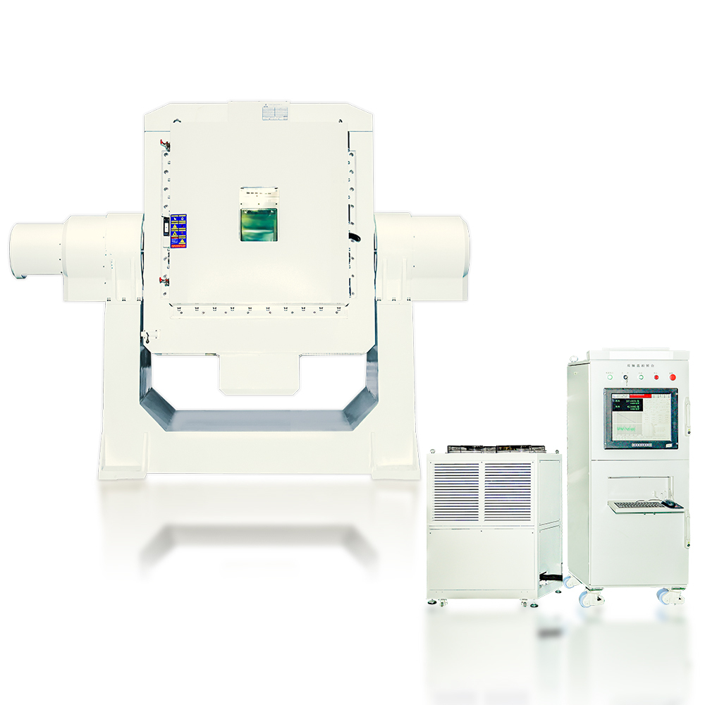 Precision dual axis rate table with thermal chamber for aerospace defense test on heavy stand