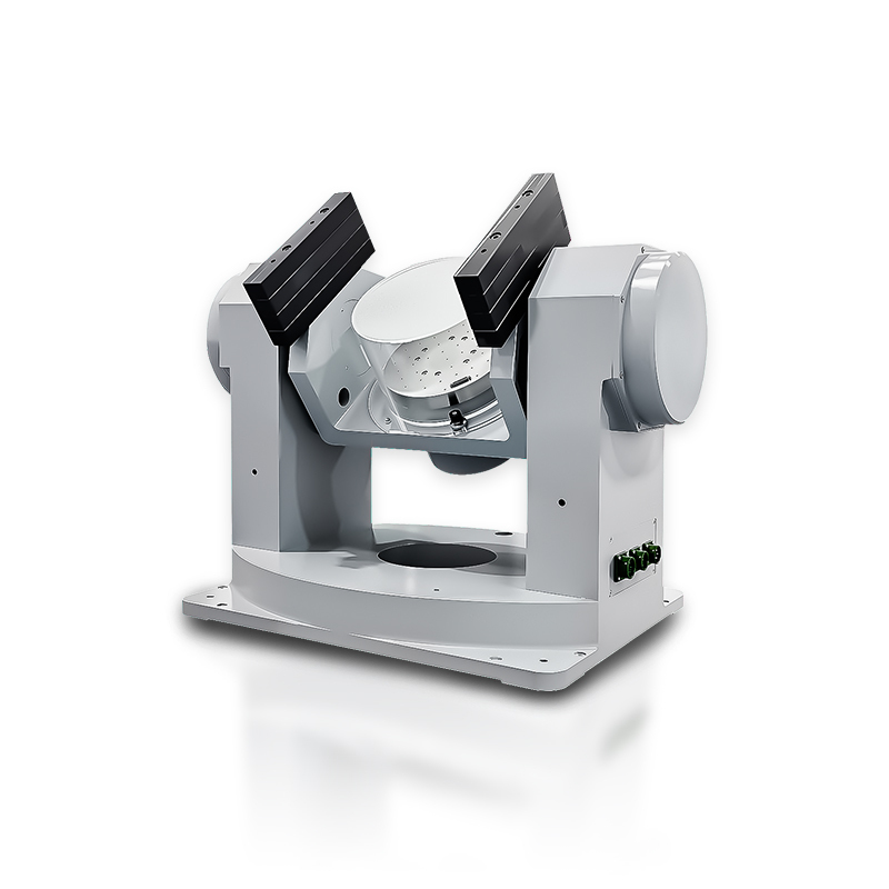 Dual axis rate table with 15cm diameter work surface and compact 500mm cubic frame