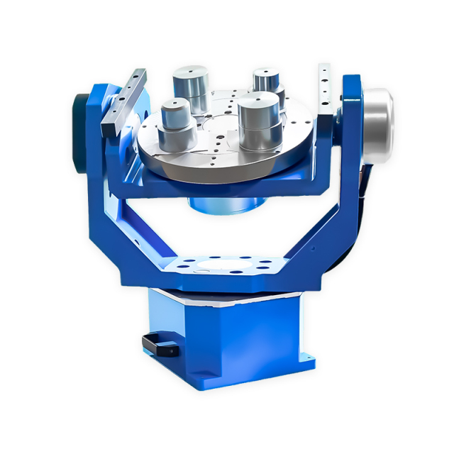 White background Motion Simulation Rate Table with three-axis angular positioning for inertial navigation system calibration.
