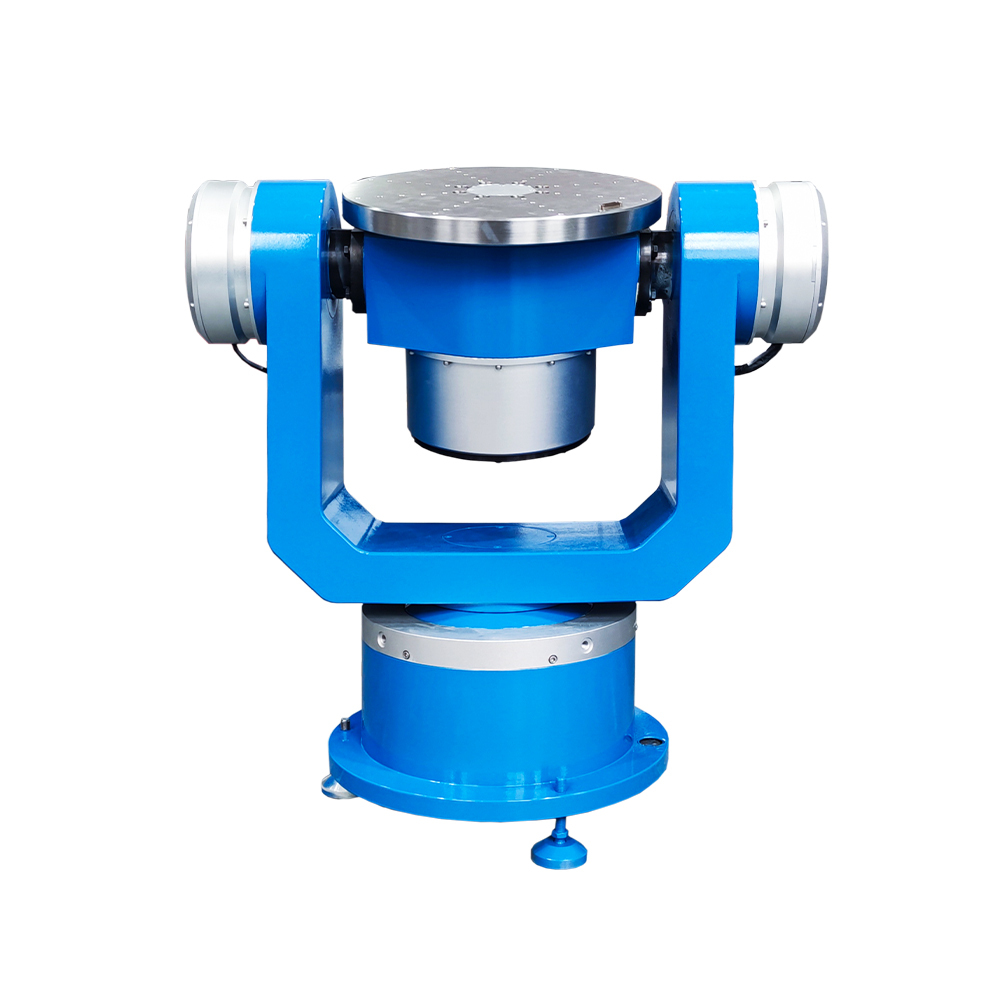White background Motion Simulation Rate Table with three-axis capability for inertial navigation system calibration.
