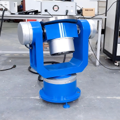 Motion Simulation Rate Table testing automotive IMU in climate-controlled chamber.