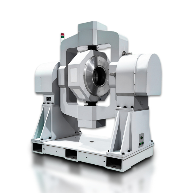 White background product shot of high precision full range three axis simulation rotary table for inertial navigation system calibration