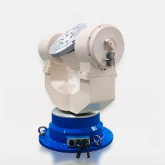 Close-up of precision optical and drive system on three axis inertial time base simulation test table