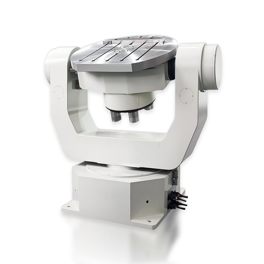 White background product shot of high load capacity three axis inertial navigation test table for aerospace sensor calibration