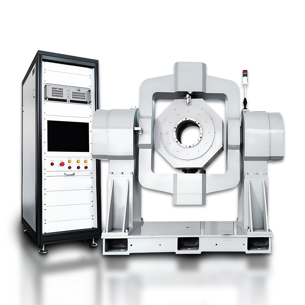 Omnidirectional three axis simulation rotary table in dynamic testing laboratory setup