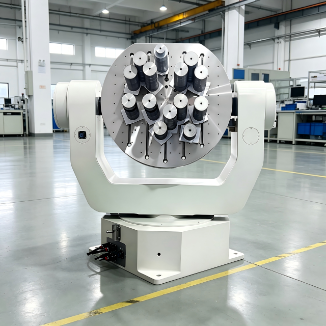 High speed precision rotation test performed on three axis inertial navigation test table