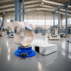 Size comparison of three axis optical inertial time base simulation test table with standard scientific equipment