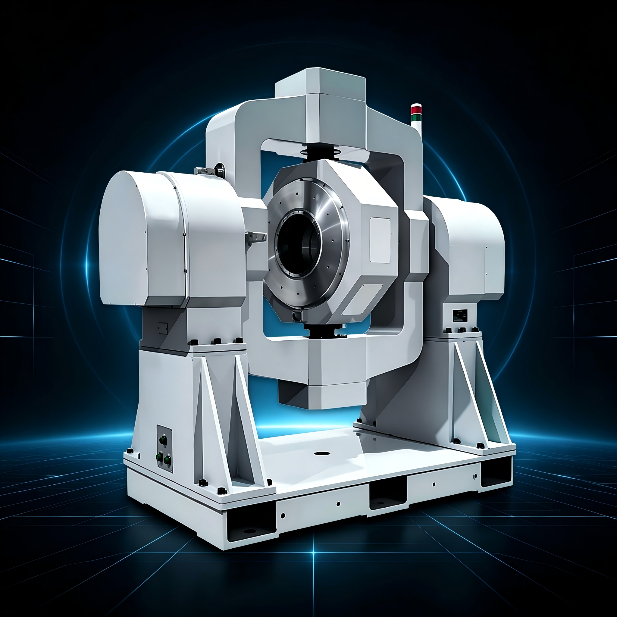 Size comparison of full range three axis simulation rotary table with standard scientific equipment