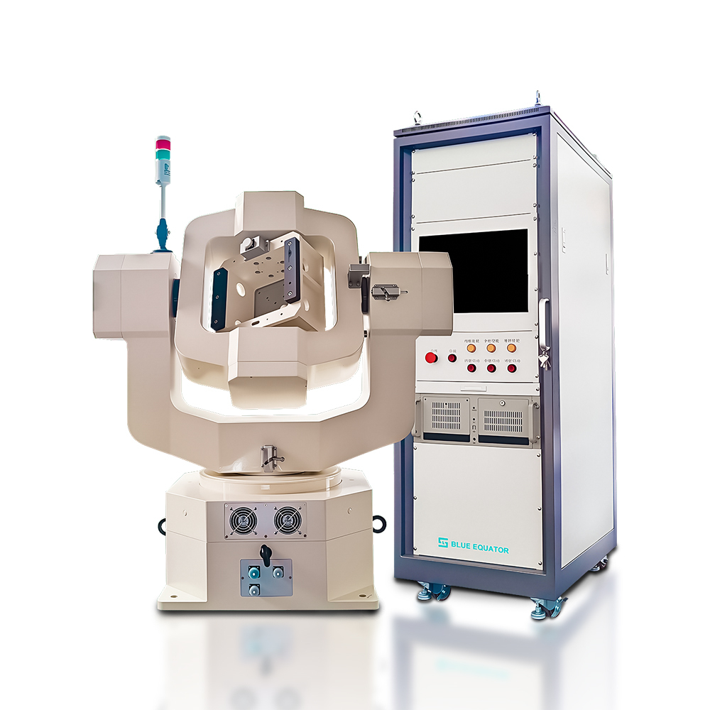 White background High Dynamic Precision Triaxial Testing Turntable for inertial navigation system calibration.